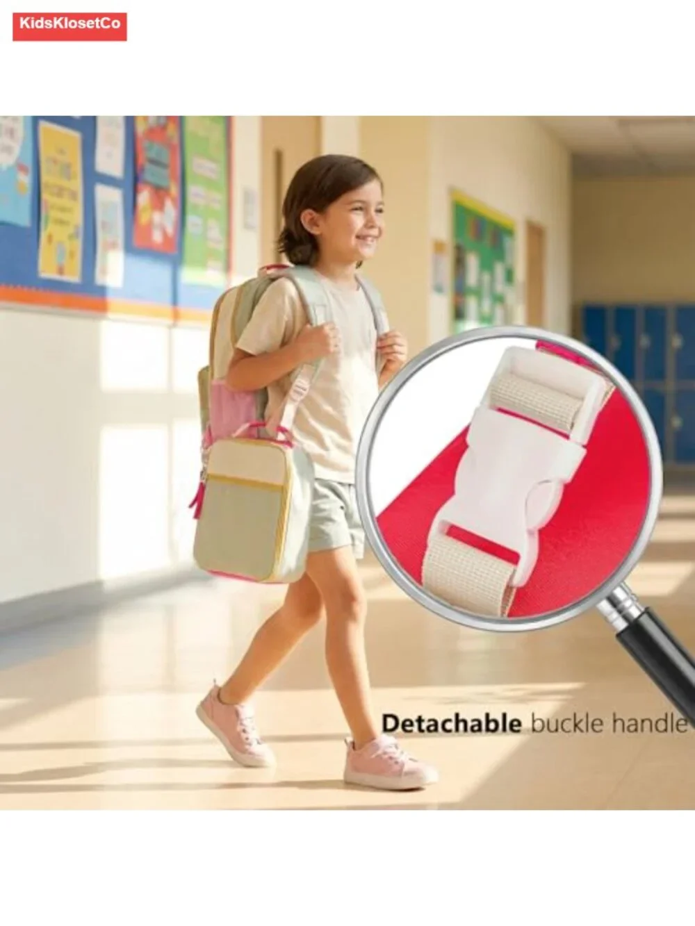 Kids Insulated Lunch Bag with Adjustable Shoulder Strap, Zipper Closure,